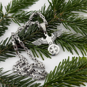 Königskette 5mm breit + 60cm lang Reichsadler Kette mit Eisernen
Kreuz aus Edelstahl