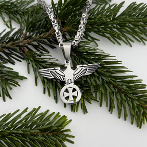 Königskette 5mm breit + 60cm lang Reichsadler Kette mit Eisernen
Kreuz aus Edelstahl