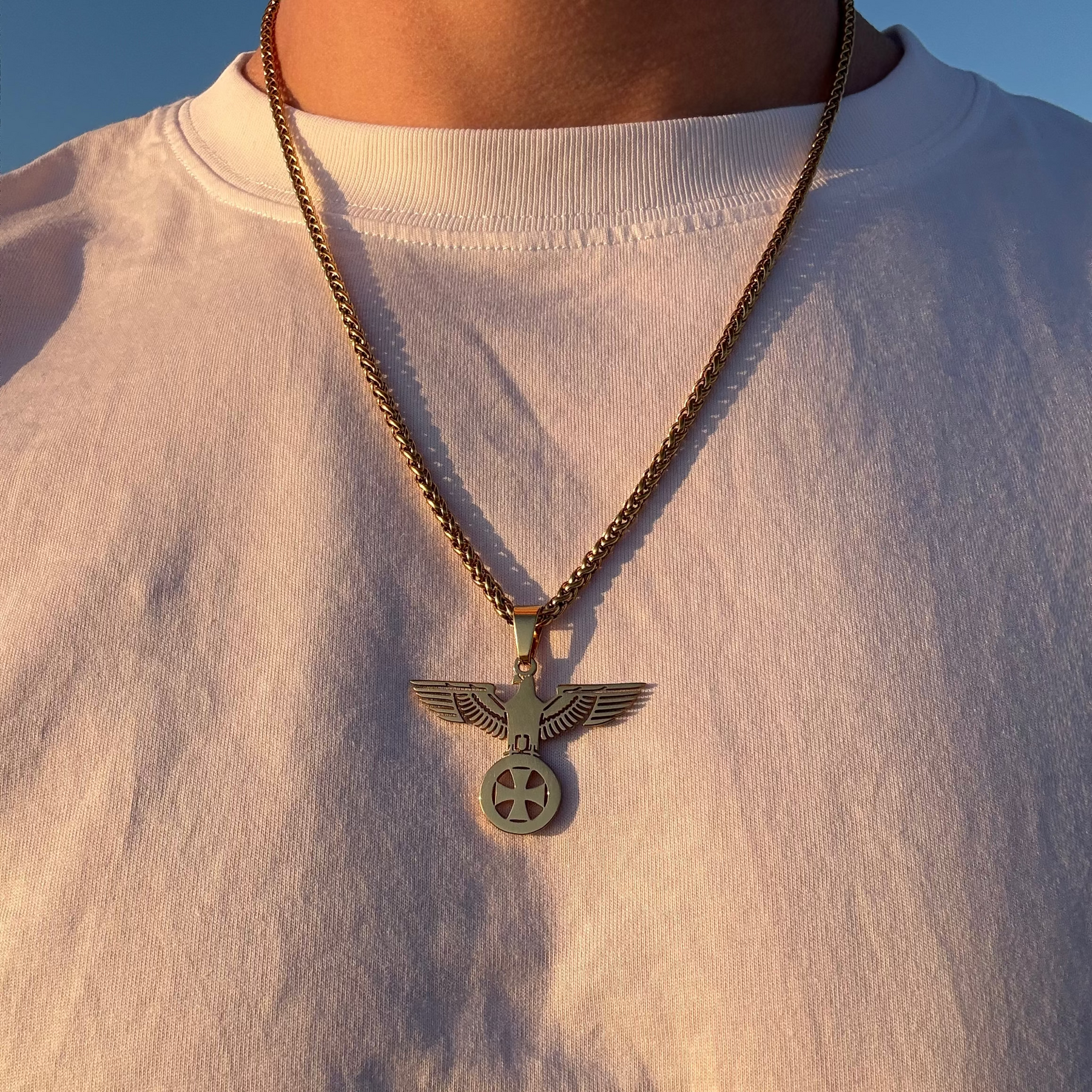 Reichsadler Kette mit Eisernen Kreuz vergoldet